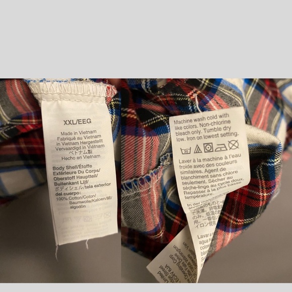 J.CREW Women’s Festive Holiday Plaid Flannel Ruffle Neck Trim Button Up Shirt - Picture 7 of 7